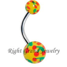 Low Prices Red Cherry UV Ball Belly Ring Piercing Navel